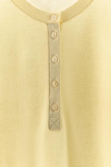 COTTON BLEND BUTTON T-SHIRT - Yellow by Zara - Image 6