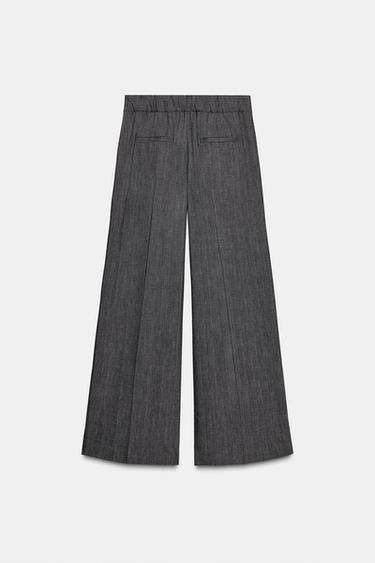 PANTALON WIDE LEG AVEC LAINE ZW COLLECTION - Gris chiné de Zara - Image 3
