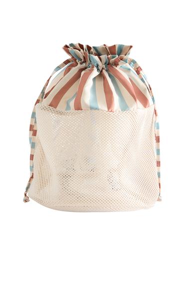Zara STRIPED BEACH BACKPACK - 白色