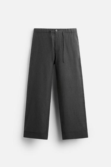 HEMP - COTTON TROUSERS - Stone by Zara