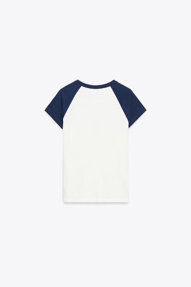 SLOGAN T-SHIRT - White / Navy by Zara - Image 4