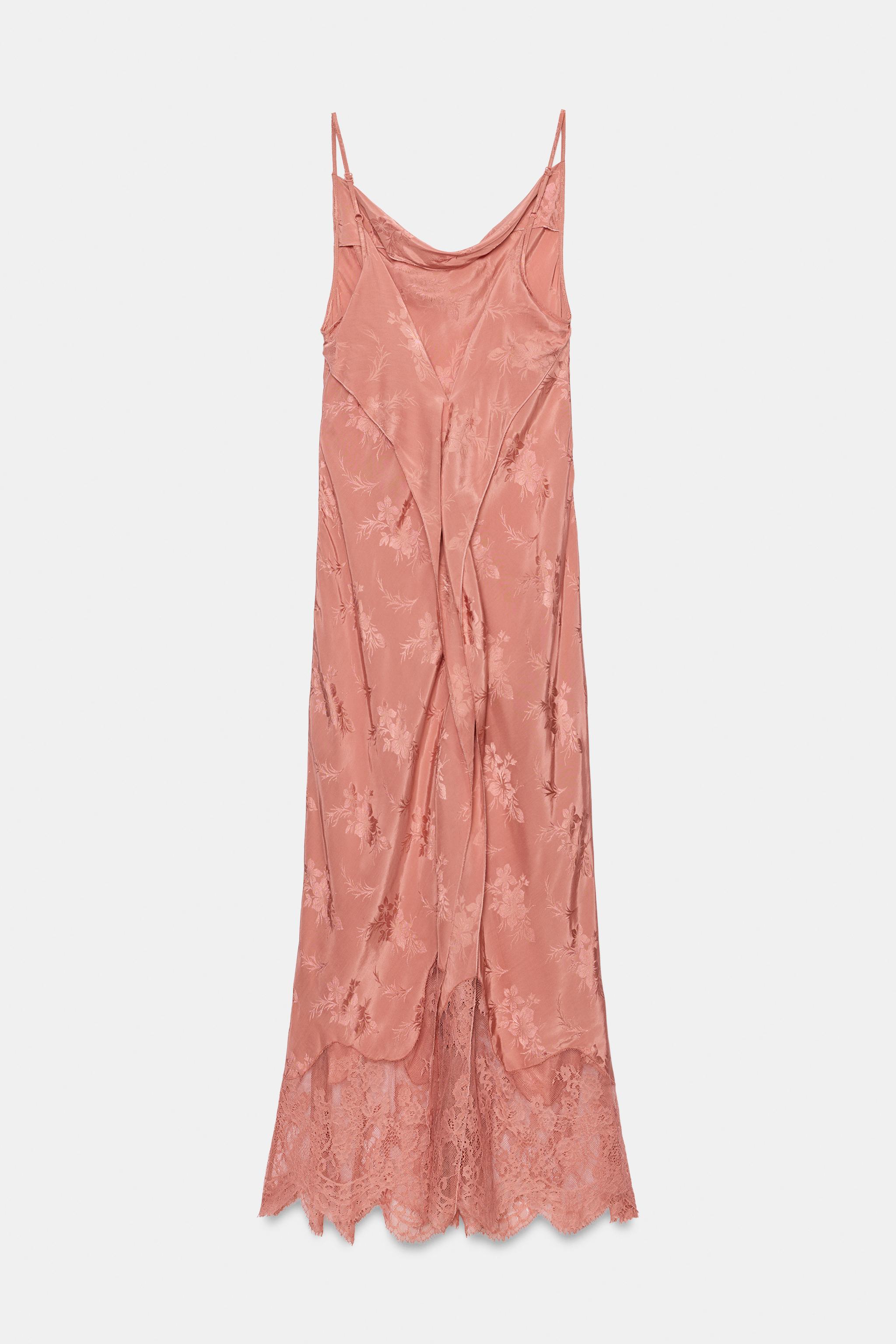 ZW COLLECTION LACE JACQUARD DRESS - Salmon | ZARA United States