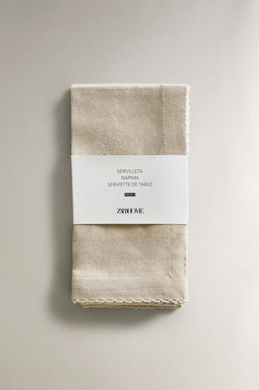 SCALLOPED NAPKINS (PACK OF 2) - Light beige by Zara - Image 4