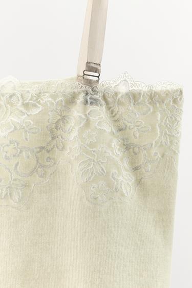 KNIT TOP WITH LACE EMBROIDERY - Ecru by Zara - Image 10