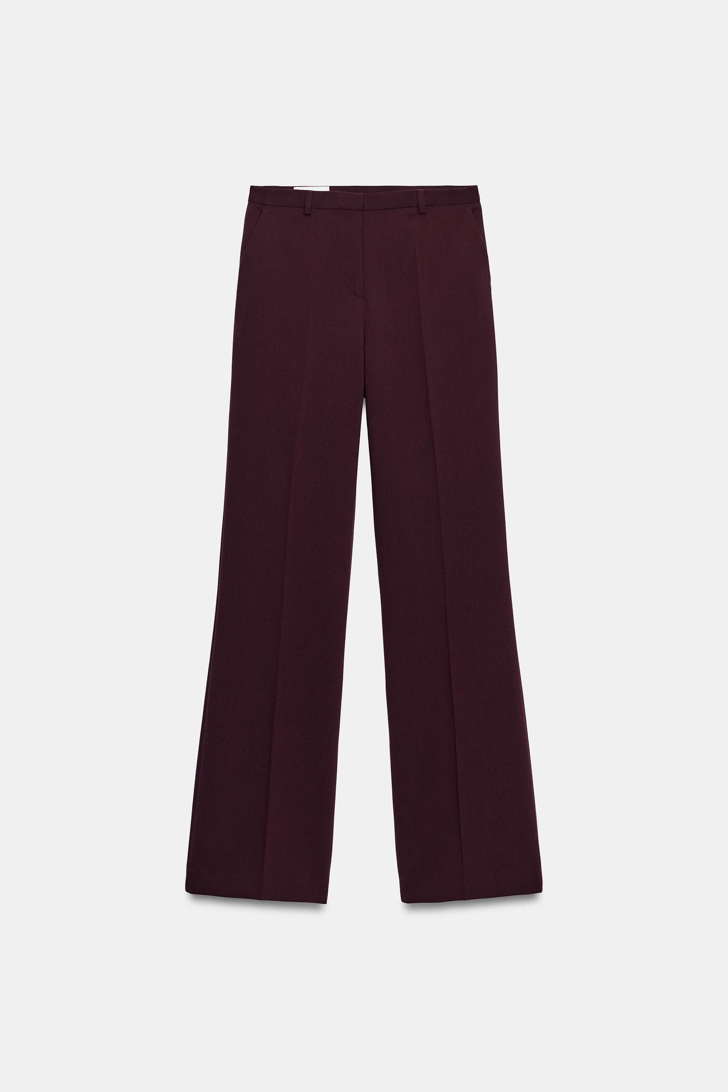 Женские брюки Zara High-Rise Straight-Leg, цвет: Бордовый — фото 5