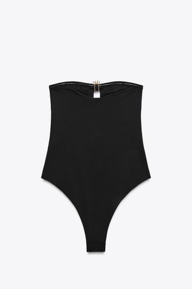 MAILLOT DE BAIN BANDEAU PIÈCES SOLEILS - Noir de Zara
