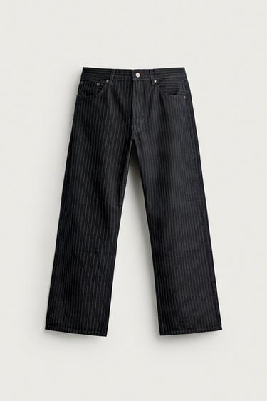 LOOSE-FIT PINSTRIPE JEANS - Dark indigo by Zara