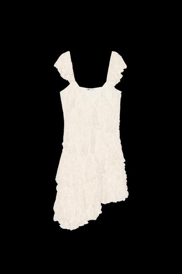 LACE RUFFLE DRESS - Ecru by Zara - Image 0