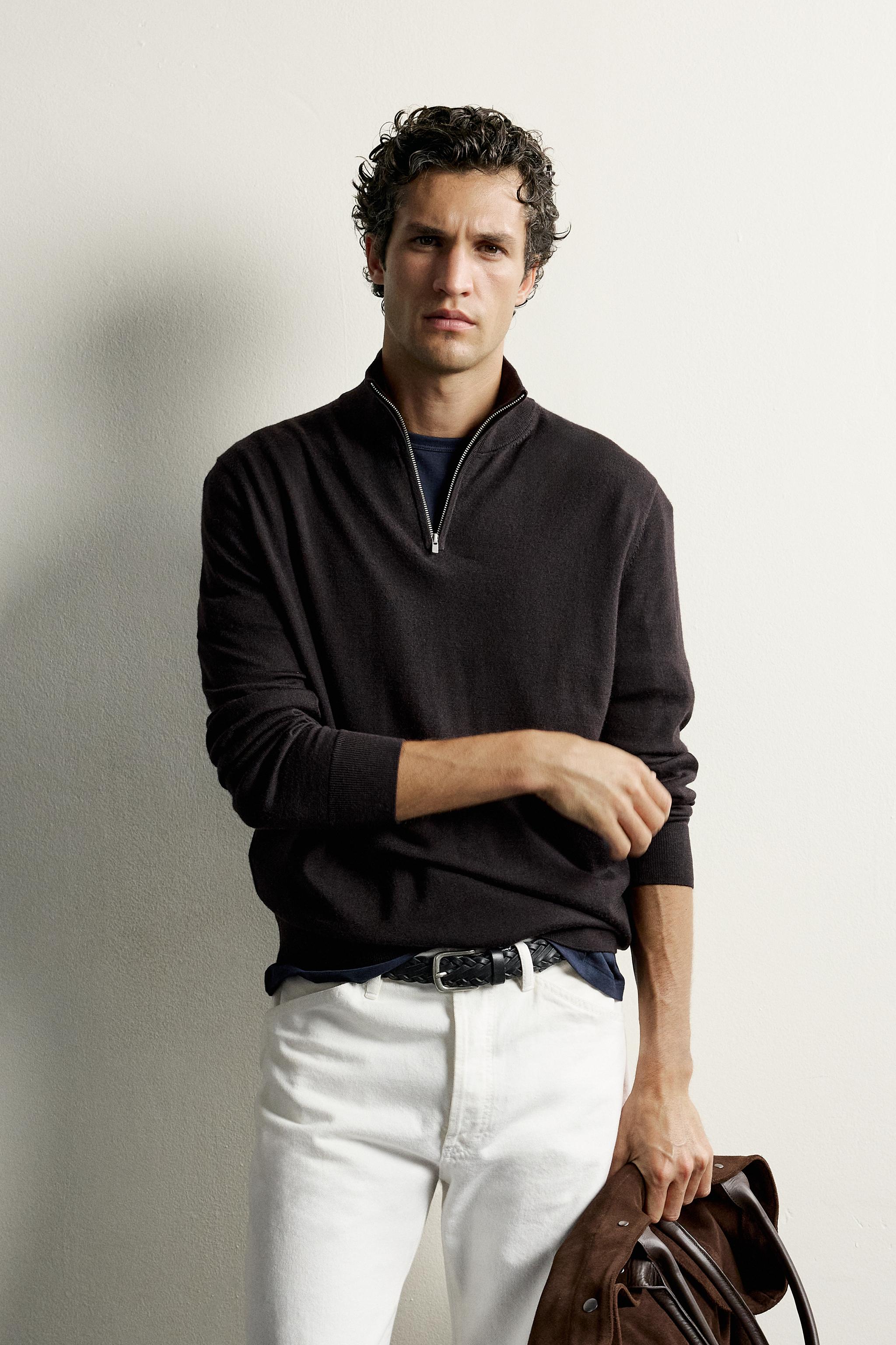 100% WOOL QUARTER-ZIP SWEATER