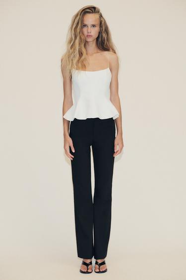 TOP ELÁSTICO PEPLUM - Blanco roto de Zara