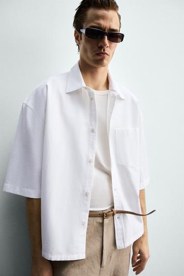 BOXY FIT SHIRT WITH POCKET - White by Zara - Image 4