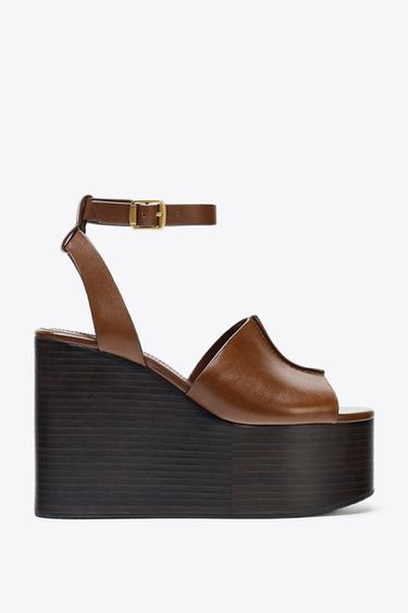 CUÑA PULSERA PIEL - Marrón de Zara
