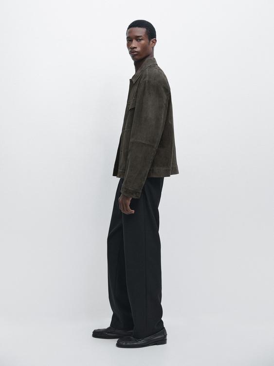 Suede leather jacket with pockets from Zara - $590