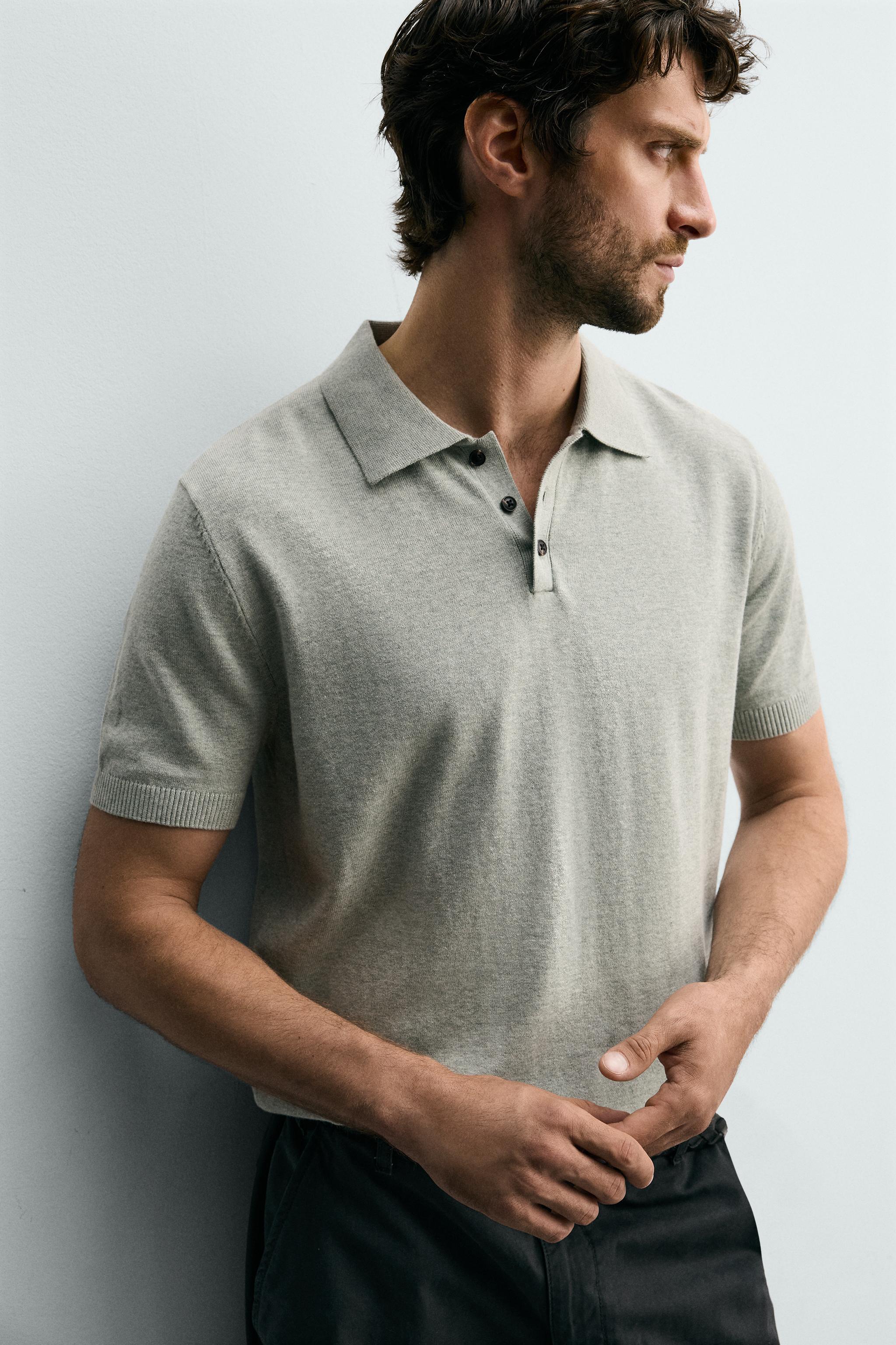 Zara DOKULU REGULAR FIT POLO T-SHIRT görsel 5