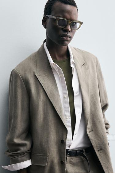 WASHED 100% LINEN SUIT BLAZER - Mink by Zara