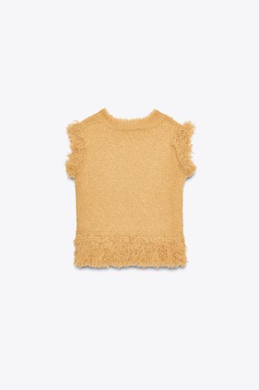 FAUX FUR KNIT TOP - camel by Zara - Image 6