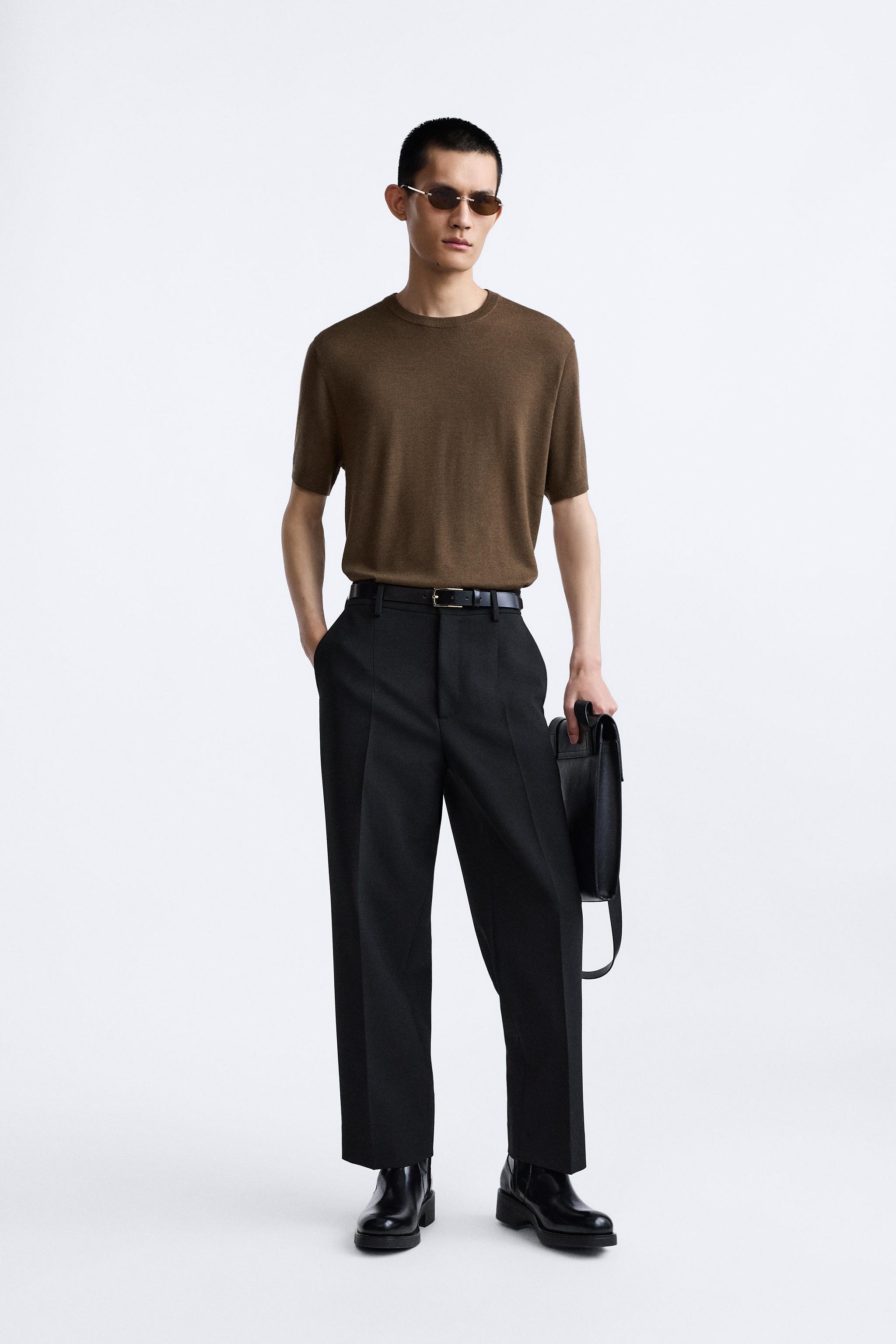 100% WOOL KNIT T-SHIRT - Brown | ZARA United States