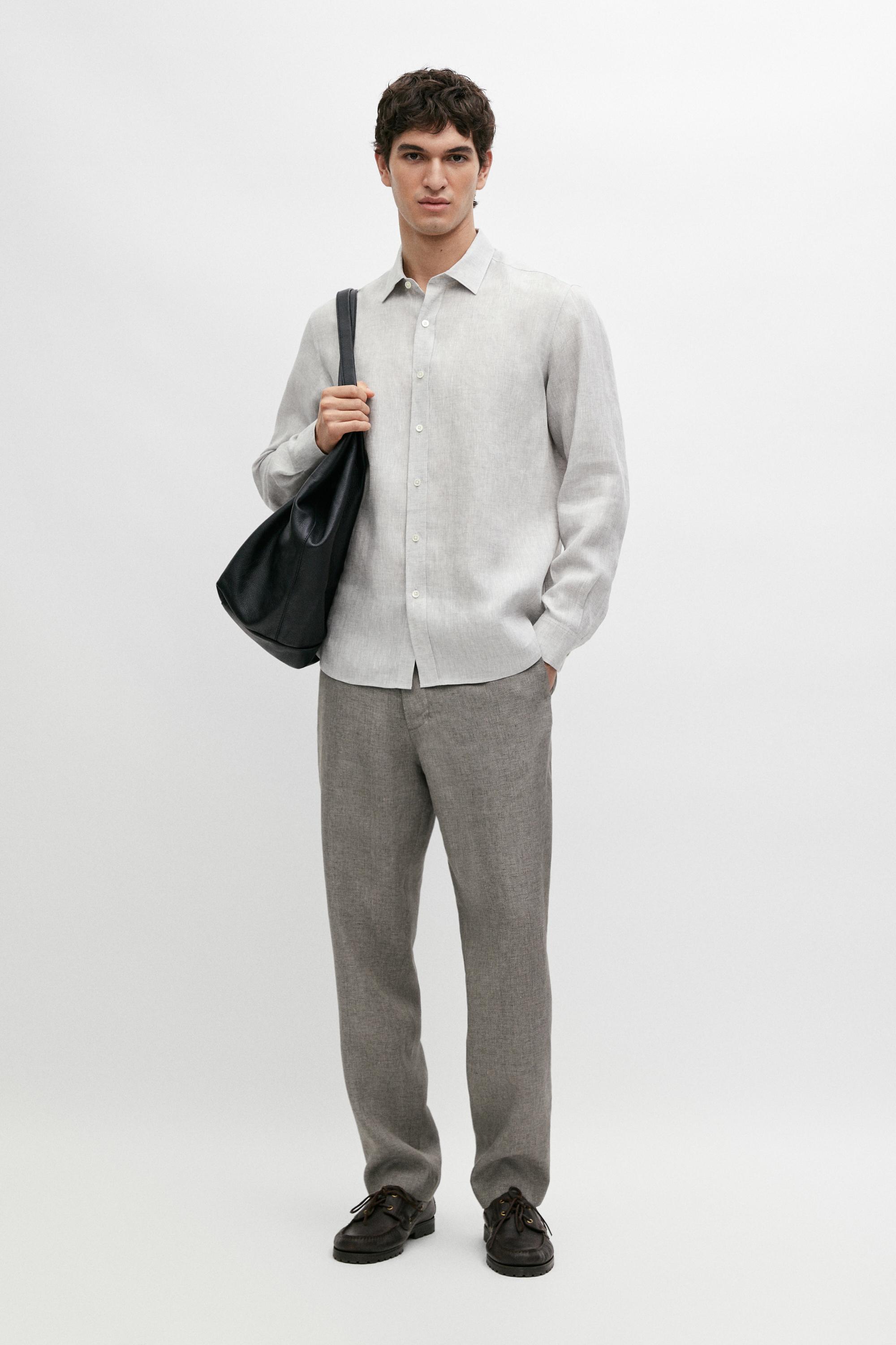 Chemise regular fit délavée 100 % lin