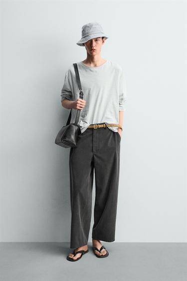 QUẦN DÀI ỐNG RỘNG VẢI MỀM - Màu xám than từ Zara - Hình ảnh 0