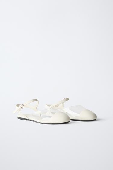 CHAUSSURES OUVERTES À L'ARRIÈRE EN VINYLE - Blanc de Zara - Image 1