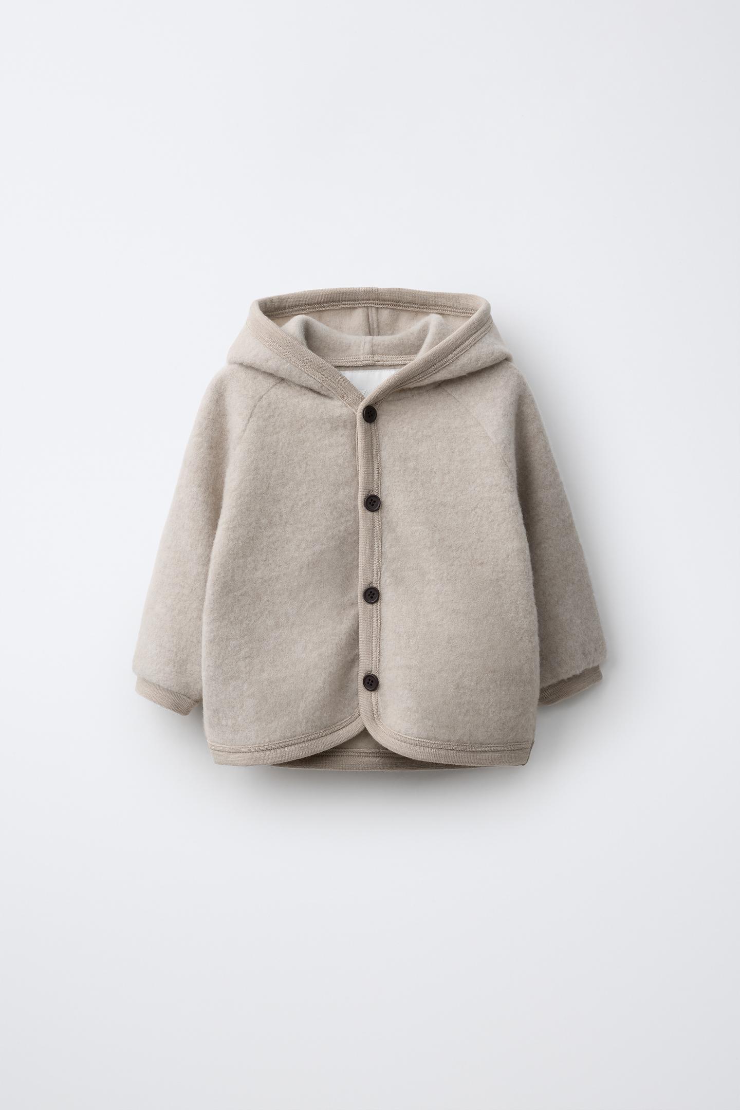 Детская куртка Zara 100% Wool Hoodie Jacket, цвет: Экрю — фото 2