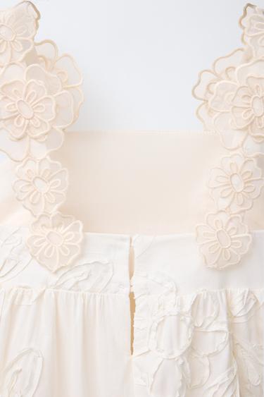 ROBE FLEURS BRODÉES - Écru de Zara - Image 2