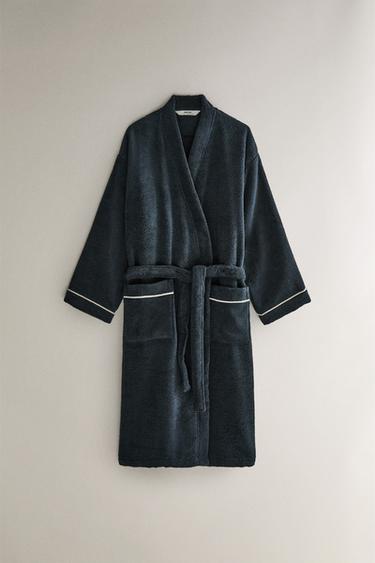 EXTRA WEICHER BADEMANTEL MIT FESTON (380 G/M²) - Tintenblau von Zara