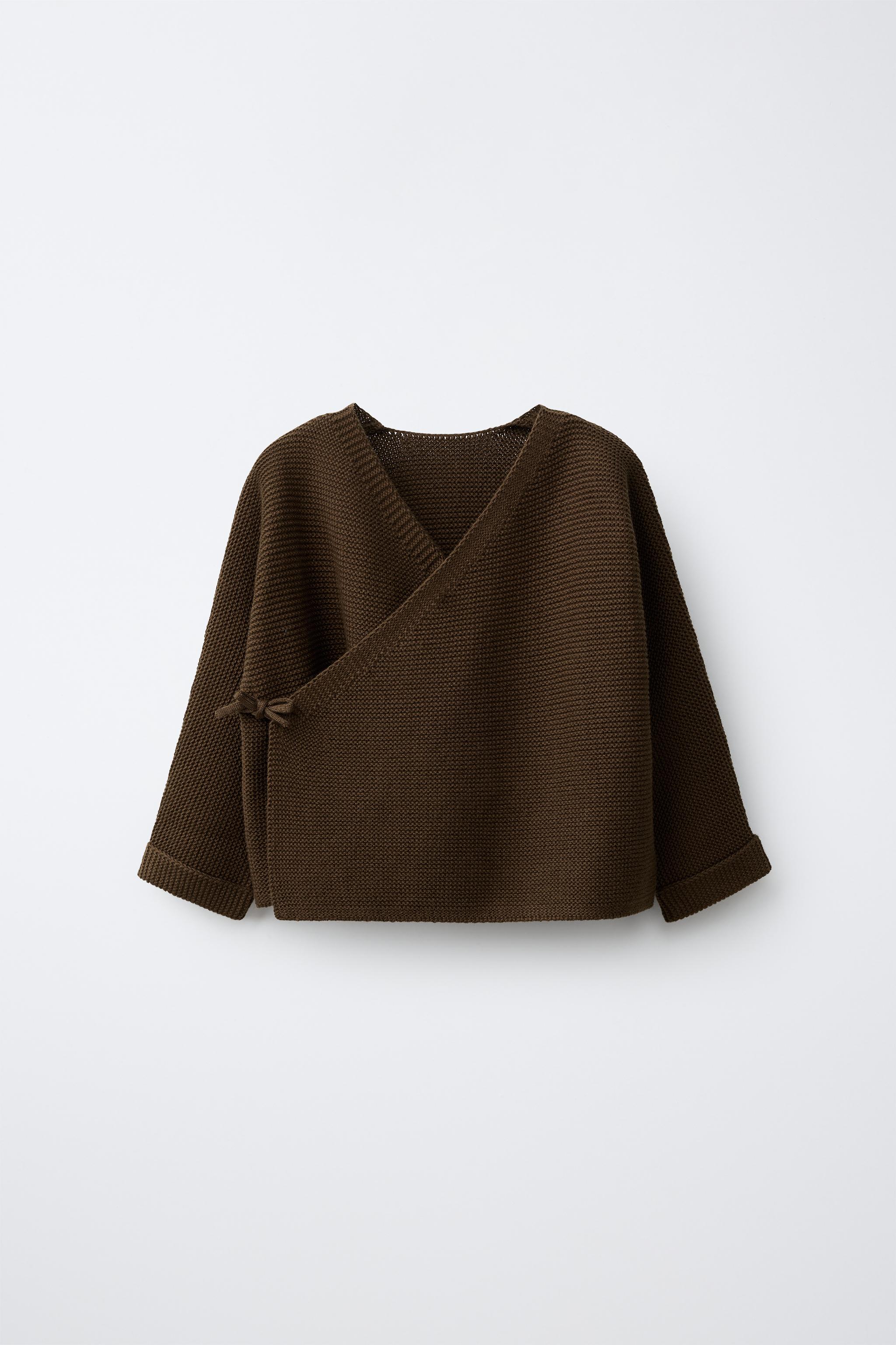 LINKS KNIT WRAP JACKET — Brown