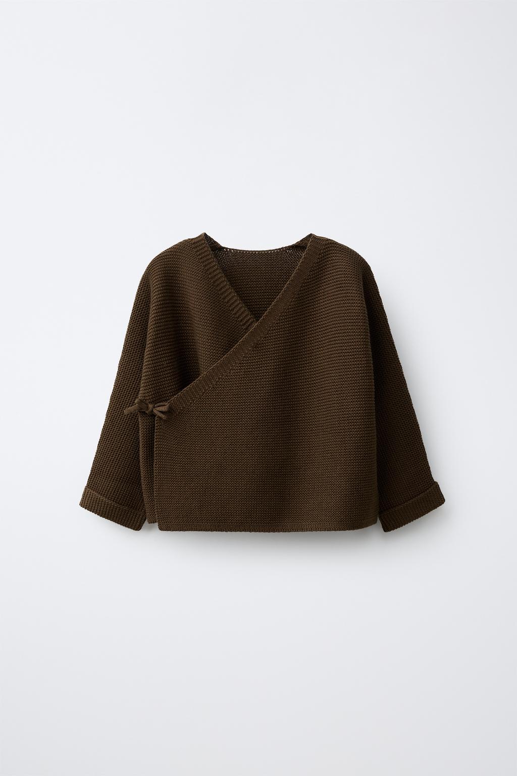 INTERLOCK KNIT WRAP CARDIGAN