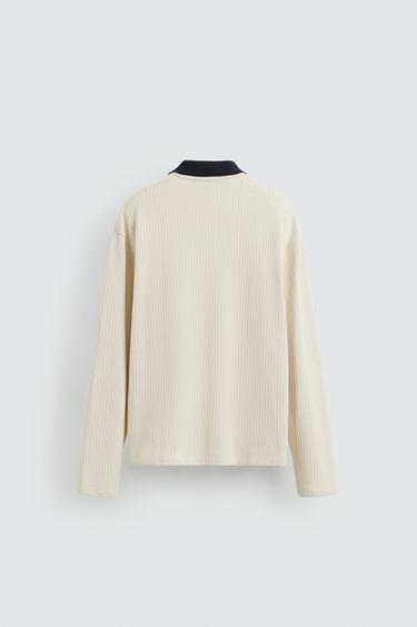 TEXTURED SWEATSHIRT WITH DRAWSTRING - Ecru by Zara - Image 7