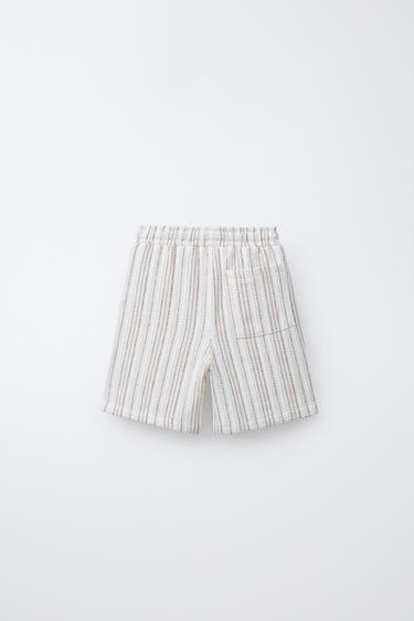 RUSTIC STRIPED BERMUDA SHORTS - Ecru by Zara - Image 1