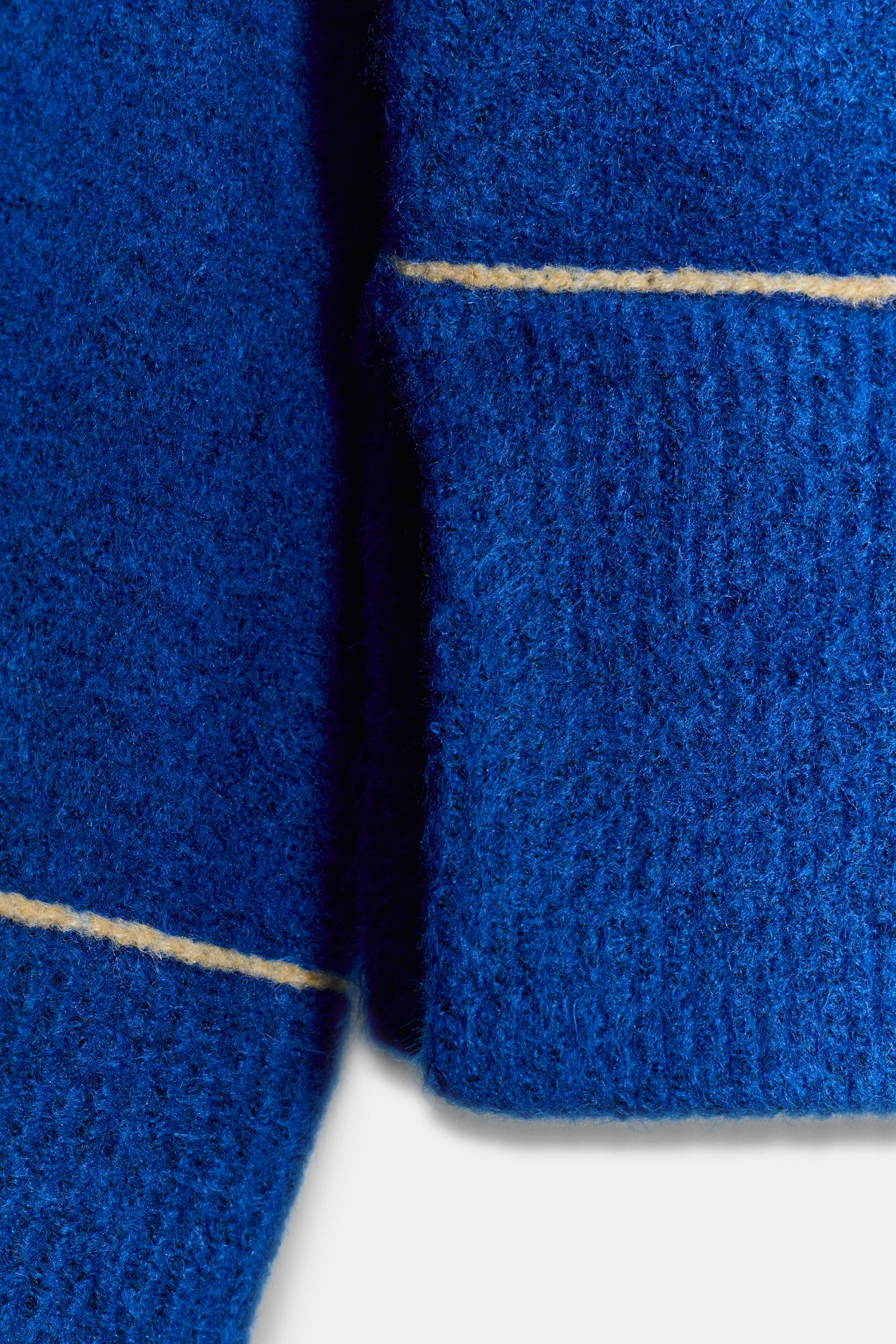 Женский свитер Zara Contrast Piping Knit, цвет: Голубоватый — фото 8