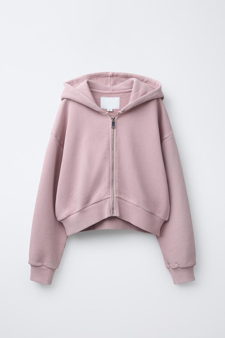 Hood Sweat à Capuche Femme Zara SWEAT TEINT EN PIÈCE Rose ZARA France