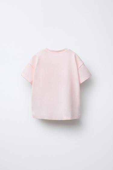 T-SHIRT AVEC APPLICATION EN TULLE - Rose craie de Zara - Image 1