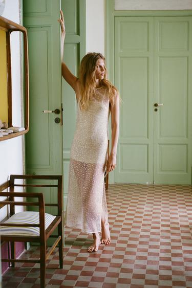 SEQUIN MIDI DRESS - Ecru by Zara - Image 0