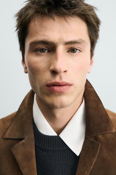 SOBRECAMISA PIEL ANTE - Marrón de Zara
