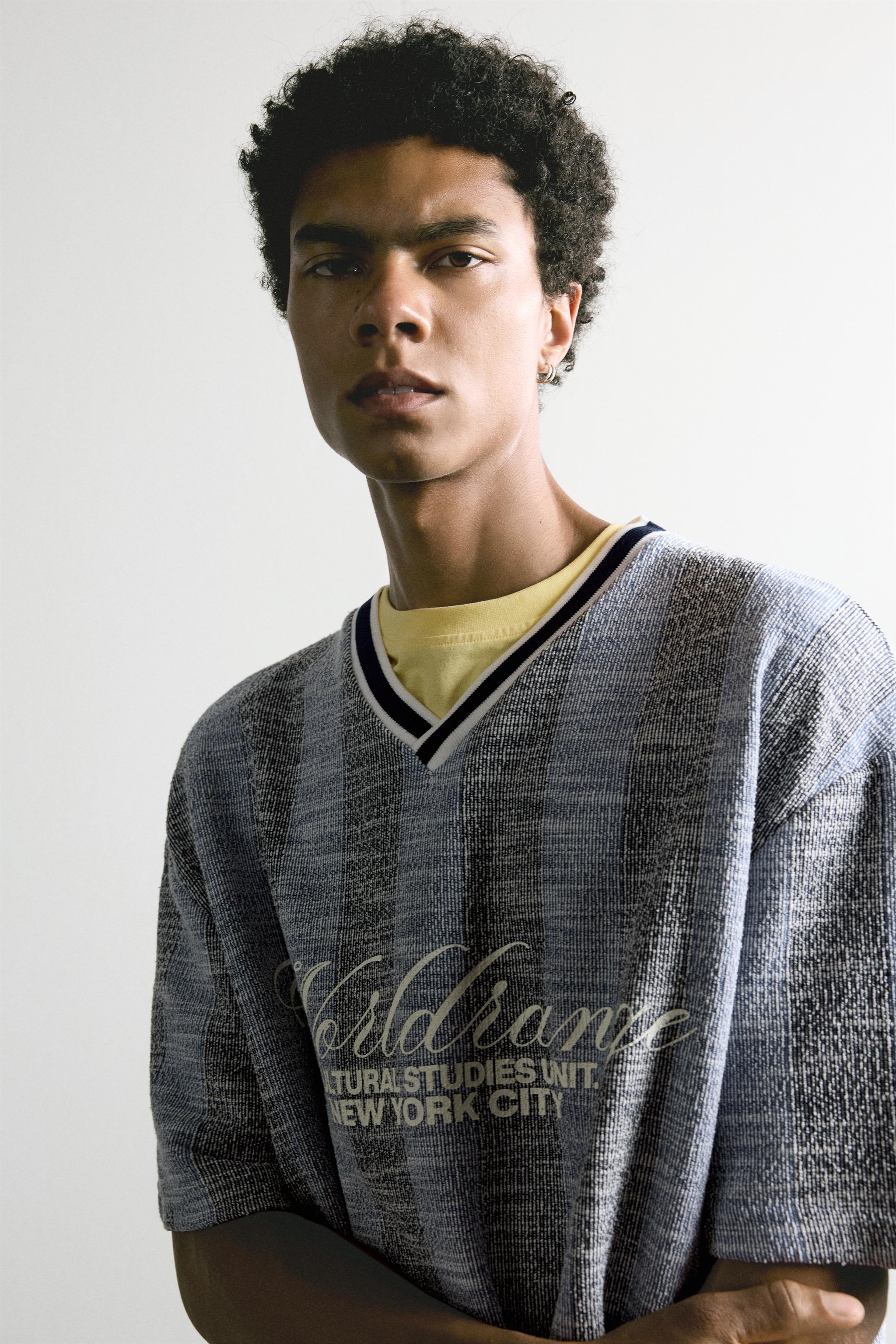 Мужские худи Zara RETRO SOCCER JACQUARD EMBROIDERED SWEATSHIRT — фото 5