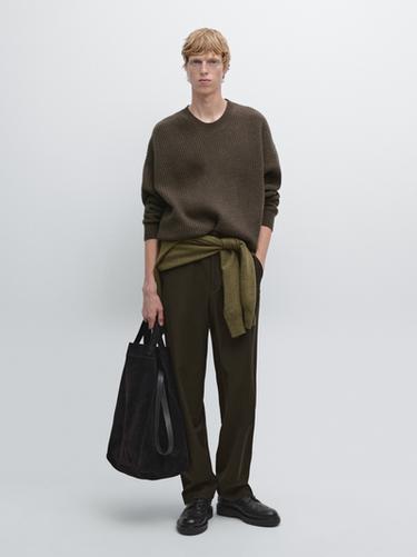 Zara Crew neck ribbed sweater - Light tan - Image 0
