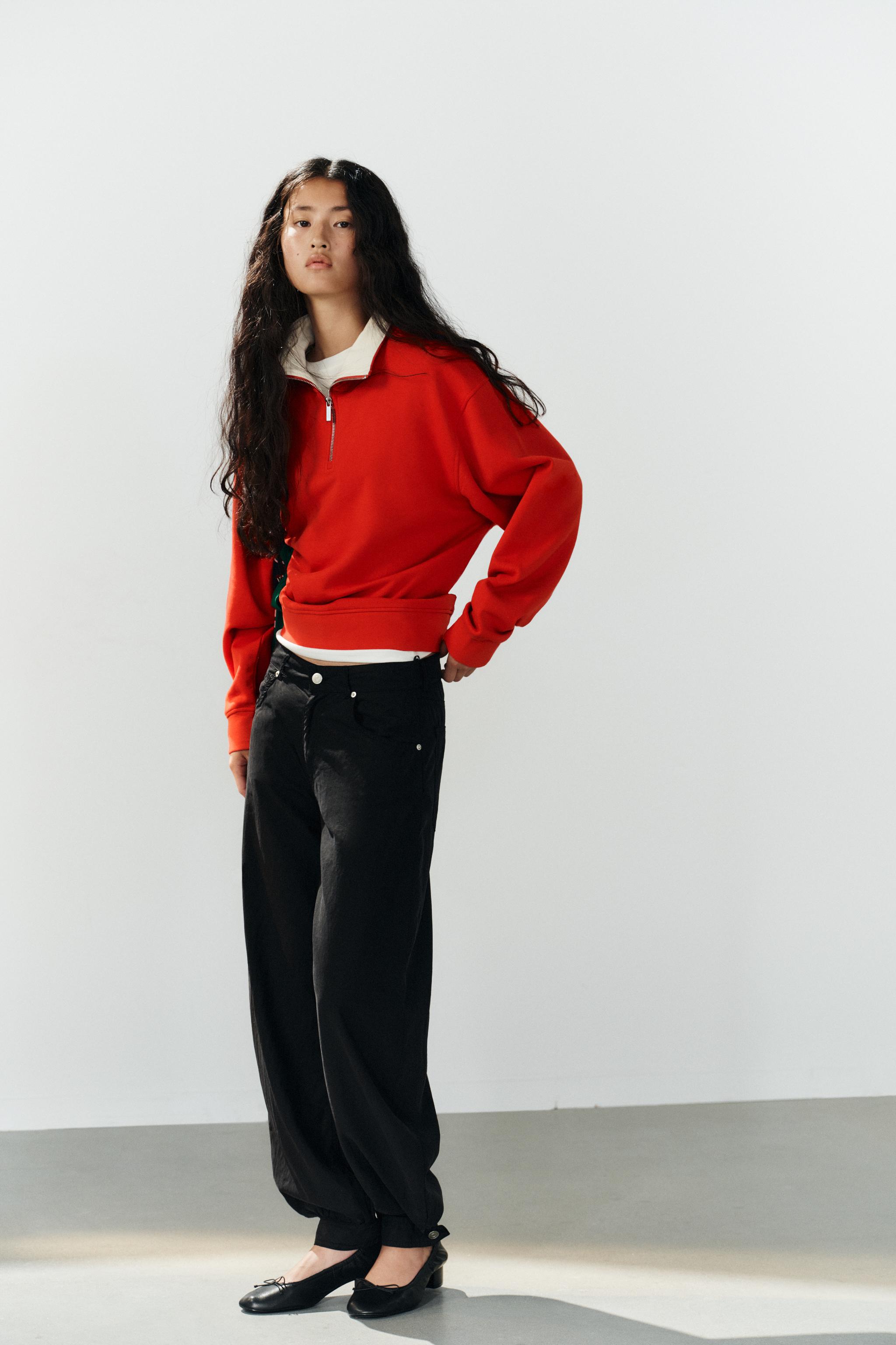 Женские брюки Zara FLOWY CUFFED BALLOON PANTS — фото 4