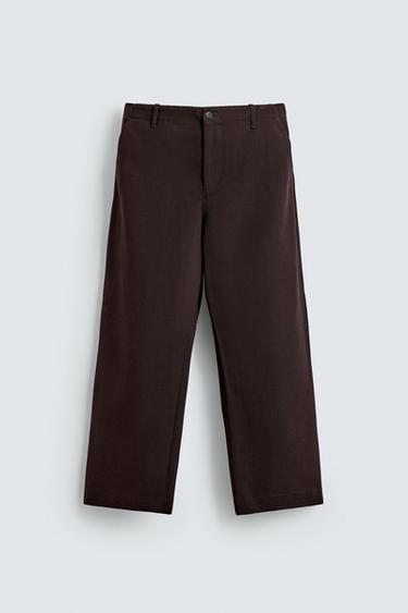 TEXTURED BALLOON FIT TROUSERS - Maroon by Zara