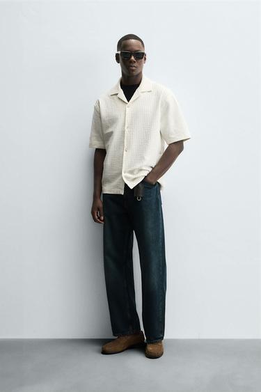Zara SEERSUCKER COMFORT SHIRT - Ecru