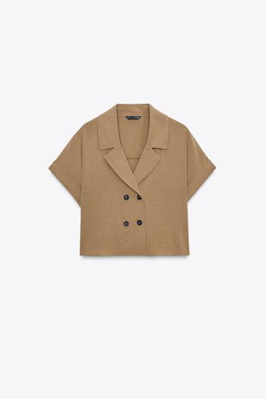 CROSSOVER SHORT SHIRT - Brown by Zara - Image 2