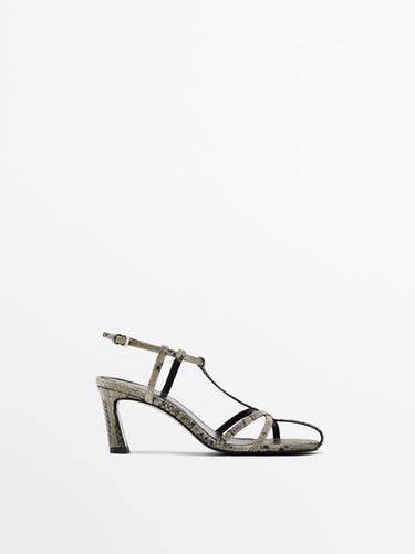 Sandalia tacón print - Serpiente de Zara - Imagen 0