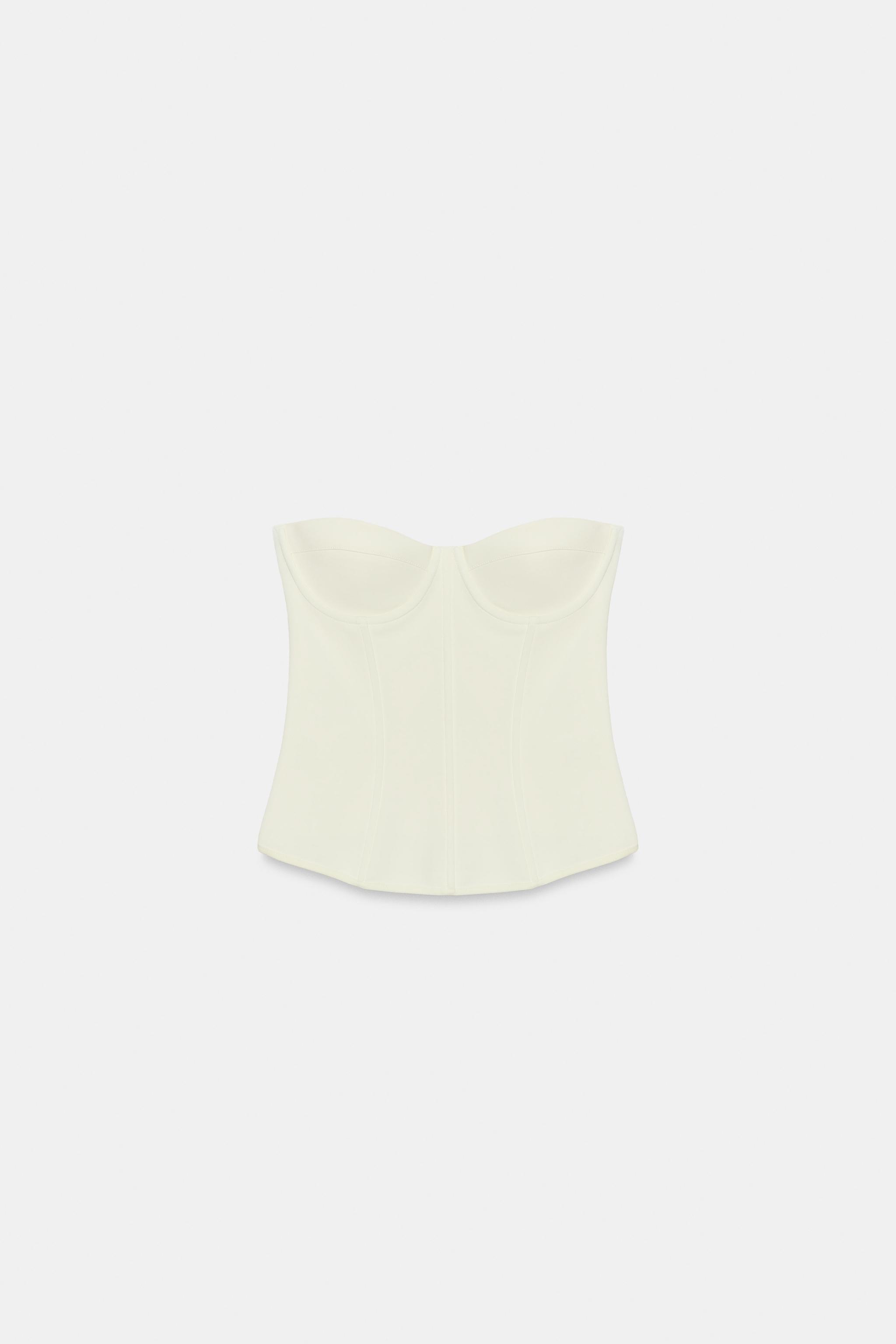 STRETCH KNIT CORSET — Oyster-white