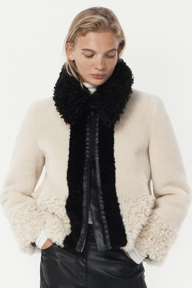 CHAQUETA PATCHWORK EFECTO PELO - THE ITEM ZARA WOMAN - Blanco / Negro de Zara