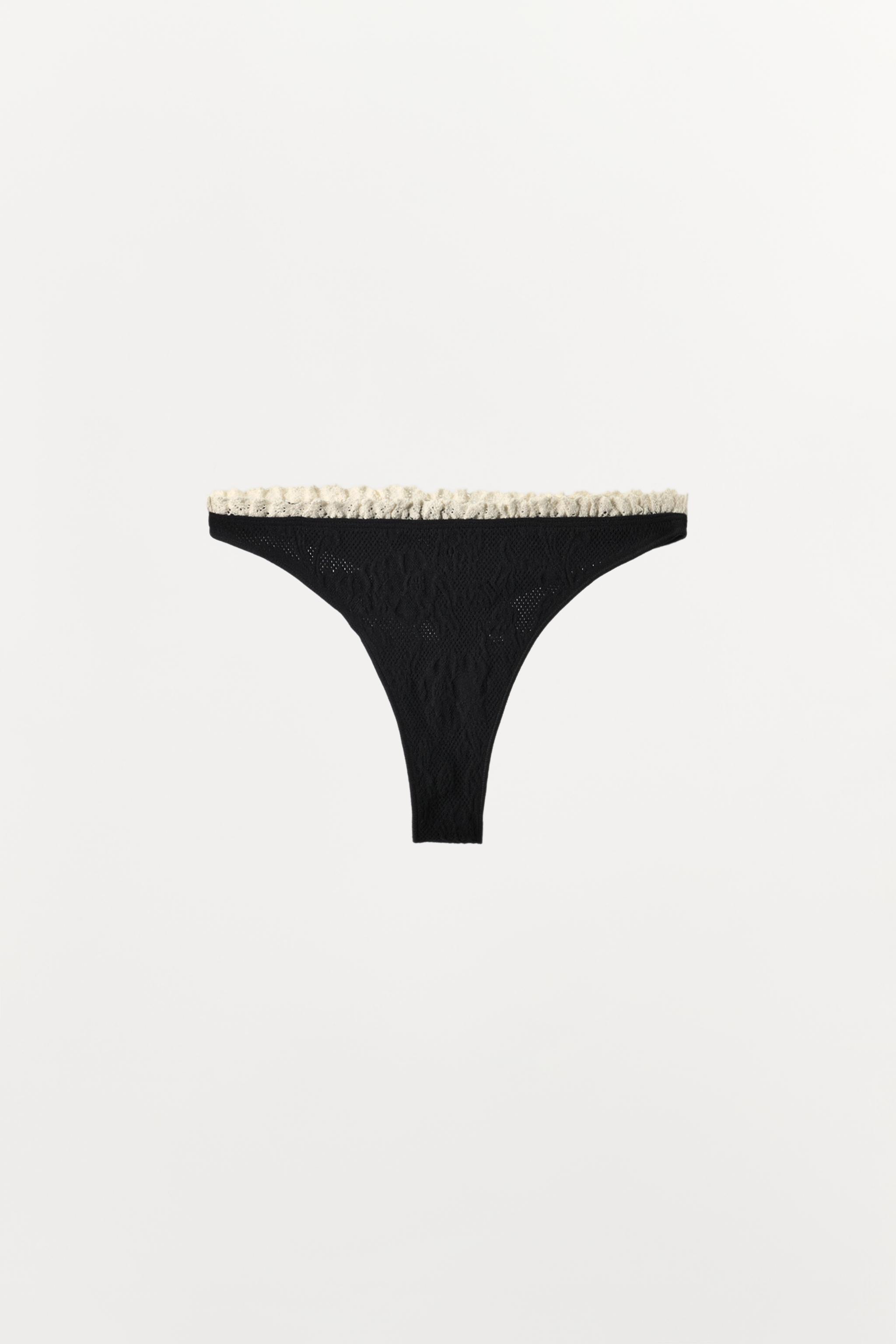 SEAMLESS LACE THONG — Black