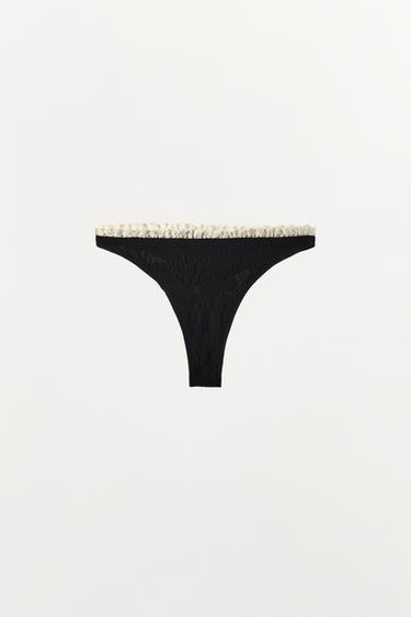 TANGA SEAMLESS ENCAJE - Negro de Zara