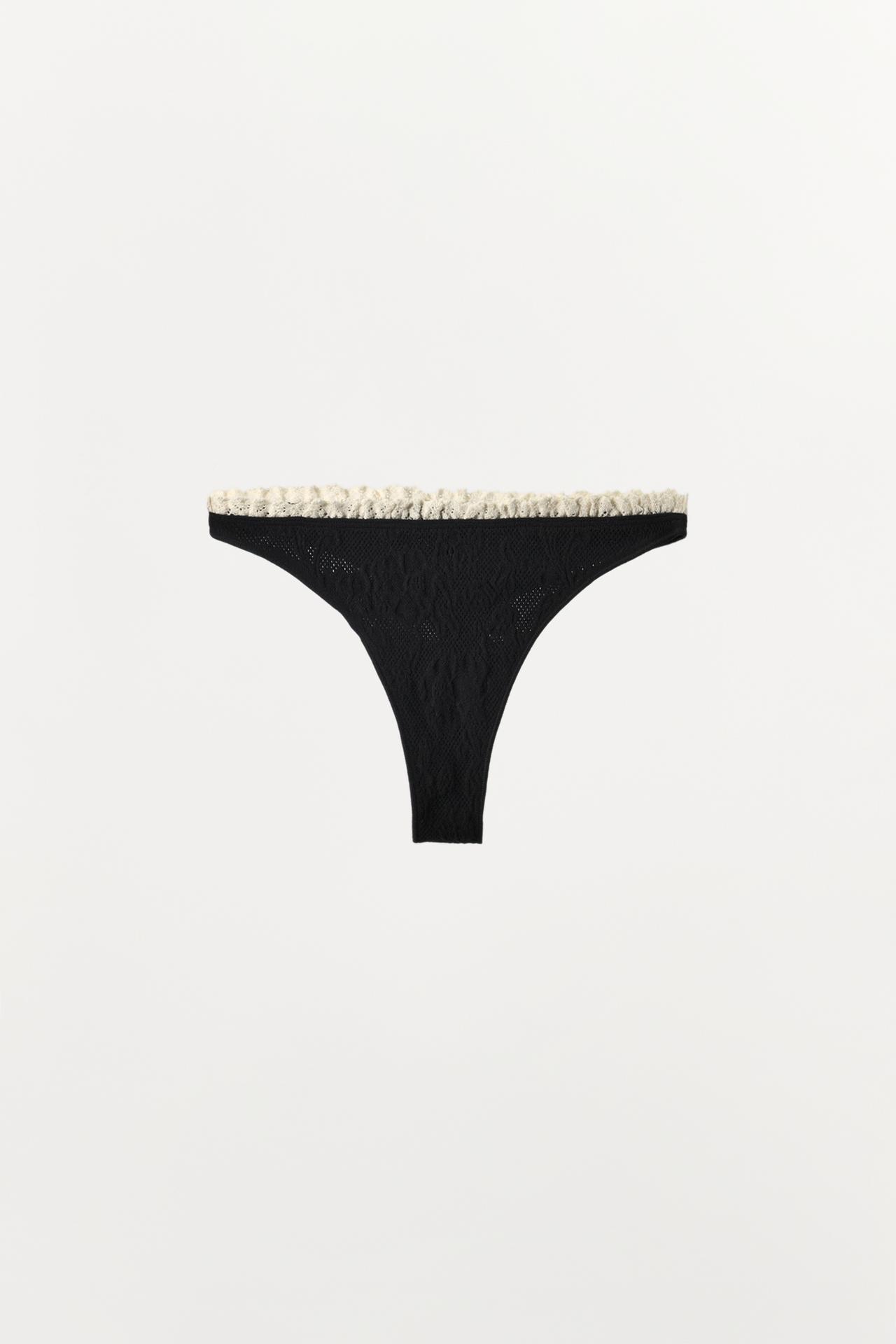 SEAMLESS LACE THONG — Black