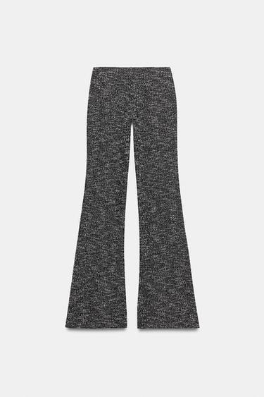 FLARE TEXTURED TROUSERS - Black / White by Zara - Image 6