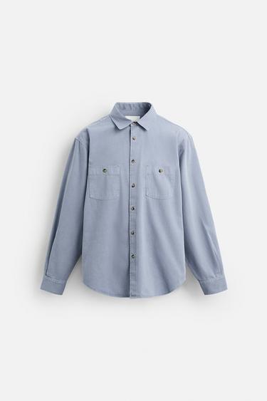 Zara WASHED RELAXED FIT SHIRT - Bluish